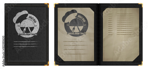 restaurant menu notebook in black leather binding