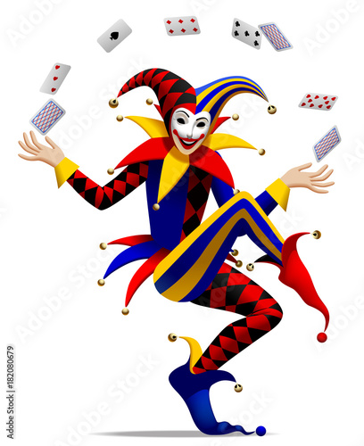 Joker with playing cards photo