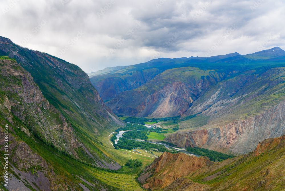 Valley of Chulyshman river. Altai Republic. Russia Valley of Chulyshman river. Altai Republic. Russia