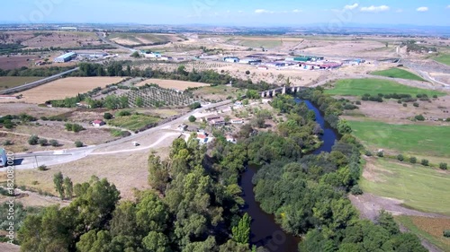 Galisteo desde el aire. Video aereo con drone en Galisteo, pueblo de Caceres ( Extremadura, España) photo