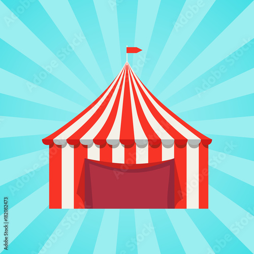 Circus Show Banner with Striped Tent Vector Poster