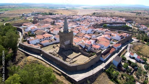 Galisteo desde el aire. Video aereo con drone en Galisteo, pueblo de Caceres ( Extremadura, España) photo
