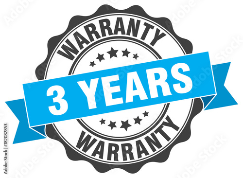 3 years warranty stamp. sign. seal