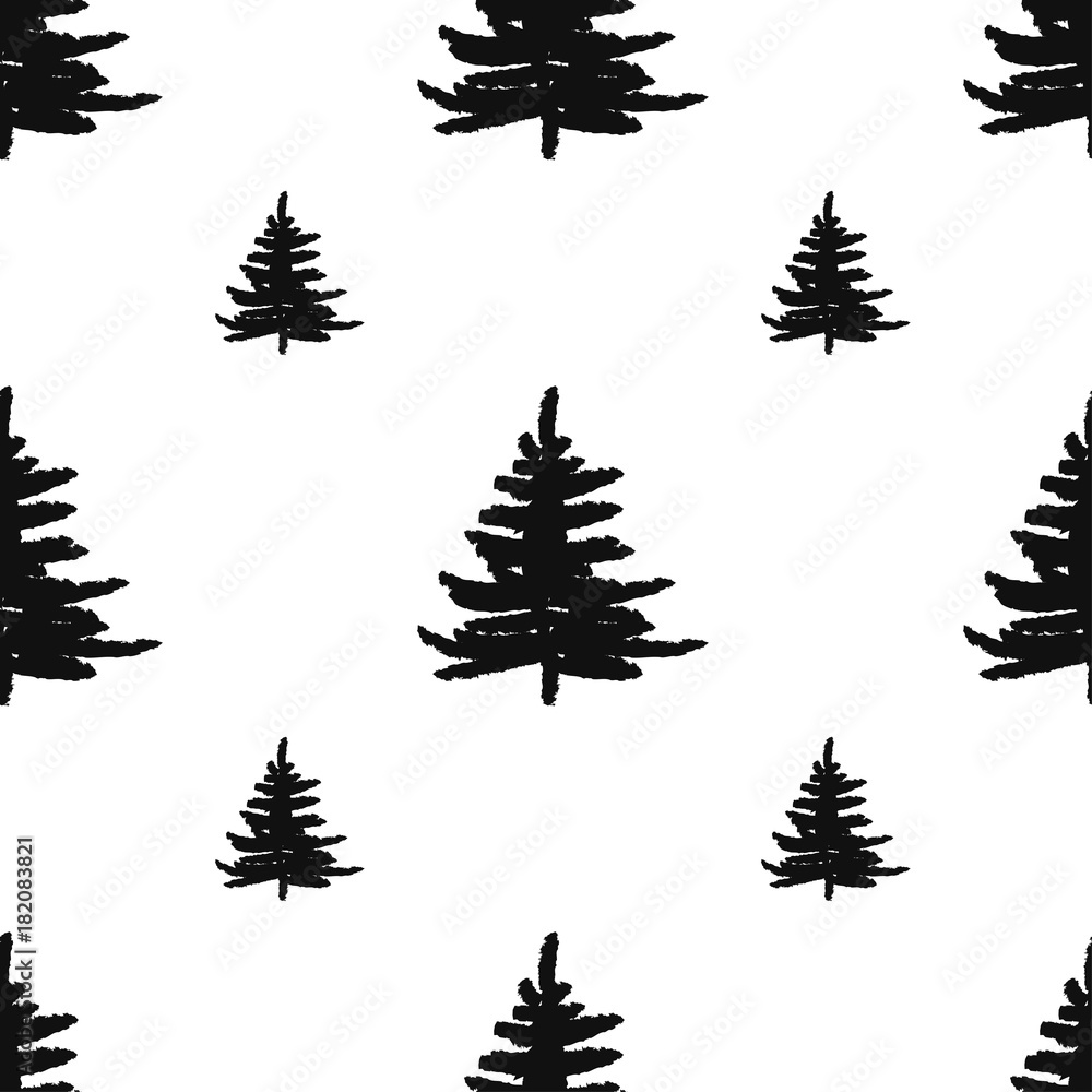 Obraz premium abstract art vector background. Christmas tree seamless pattern illustration for wrapping paper of fabric