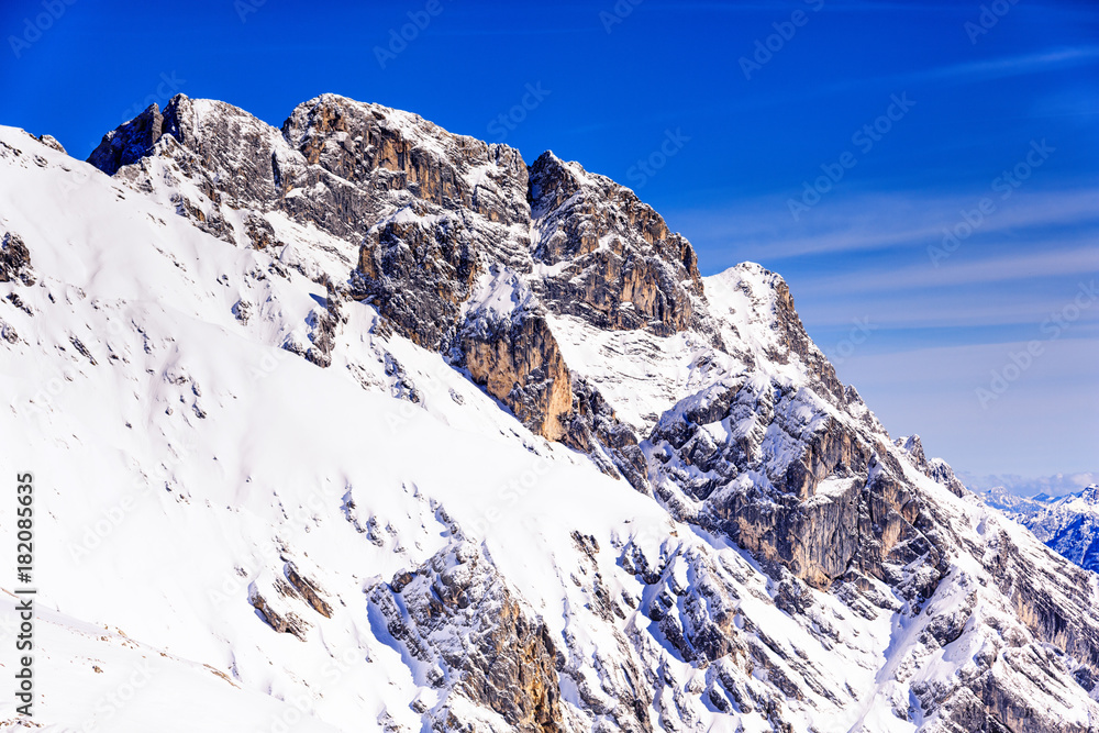 Winter landscape with view to the Zugspitze	