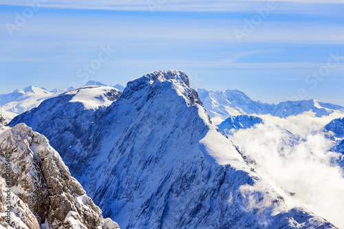 Winter landscape with view to the Zugspitze 
