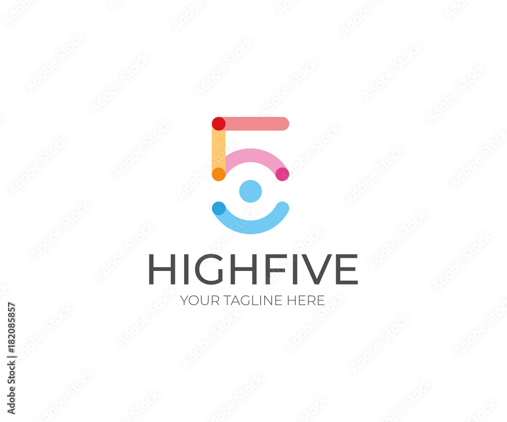 Number Five Logo Template. Abstract Human Vector Design. Symbol 5 Illustration - obrazy, fototapety, plakaty 