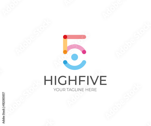 Number Five Logo Template. Abstract Human Vector Design. Symbol 5 Illustration