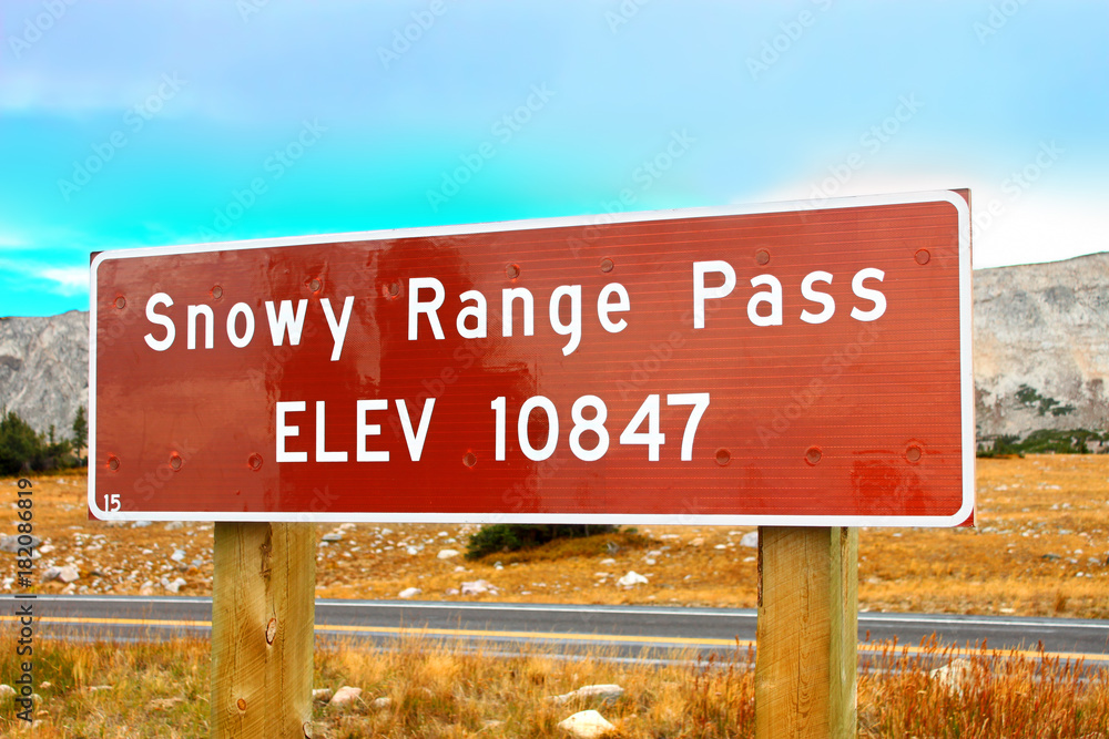Snowy Range Pass Altitude Sign Wyoming