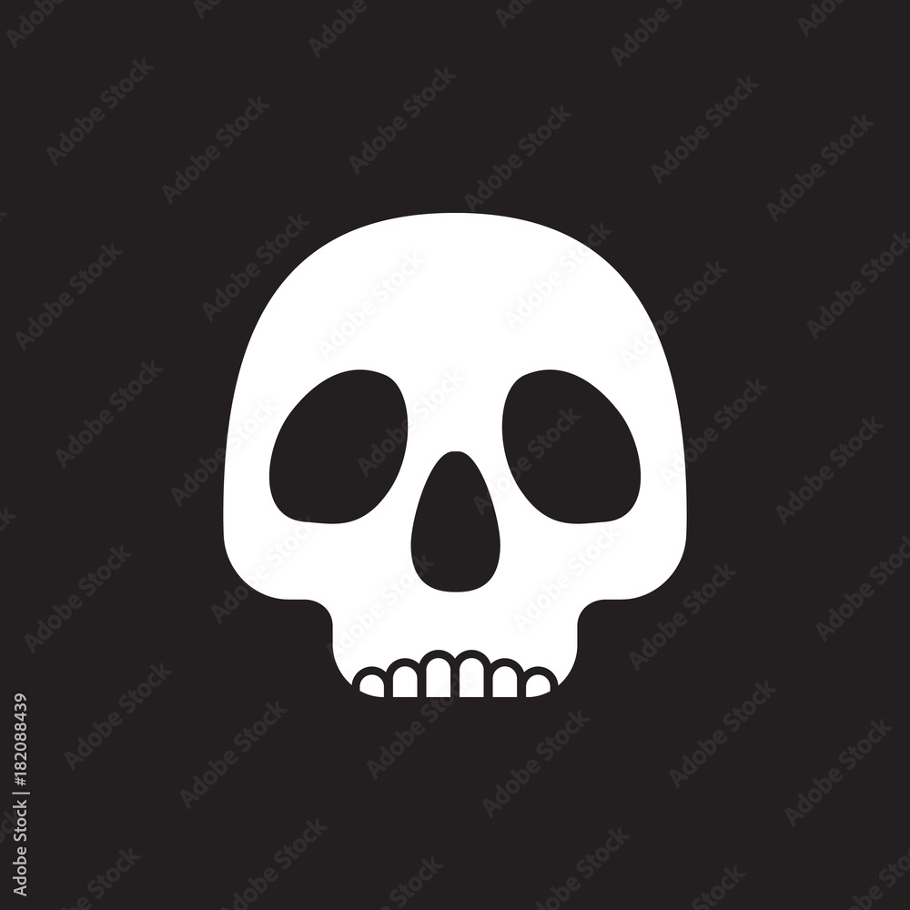 White skull silhouette on black background.