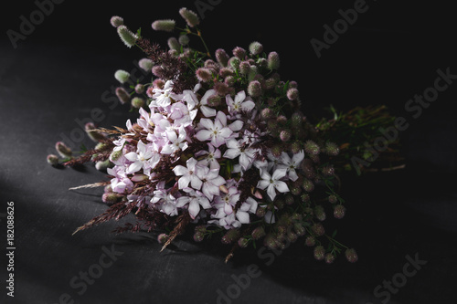 Beautiful spring bouquet on black background