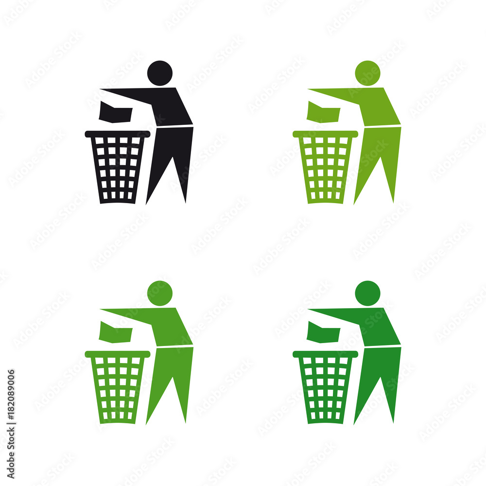 Throw away garbage sign set Throw away garbage sign set