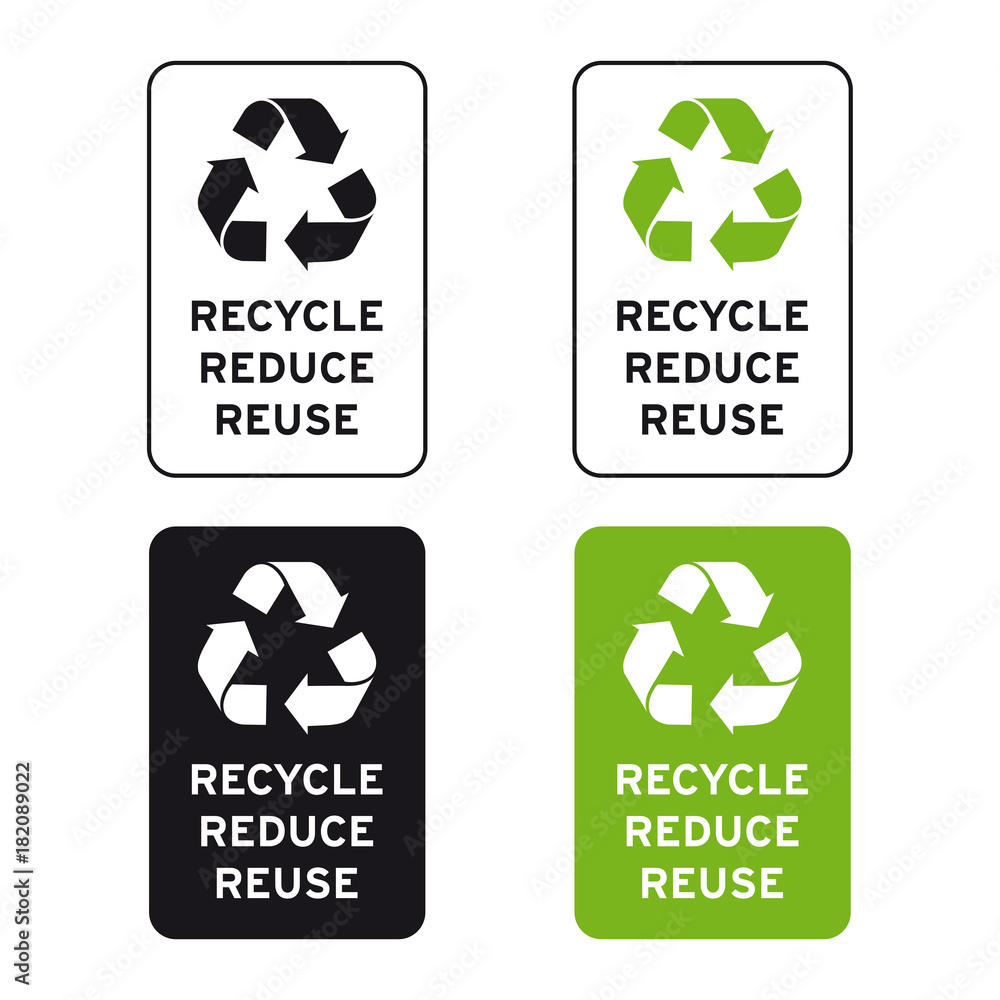 Recycle reduce reuse logo sign set Stock Vector | Adobe Stock