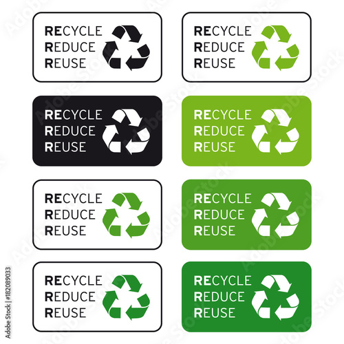 Recycle reduce reuse logo set