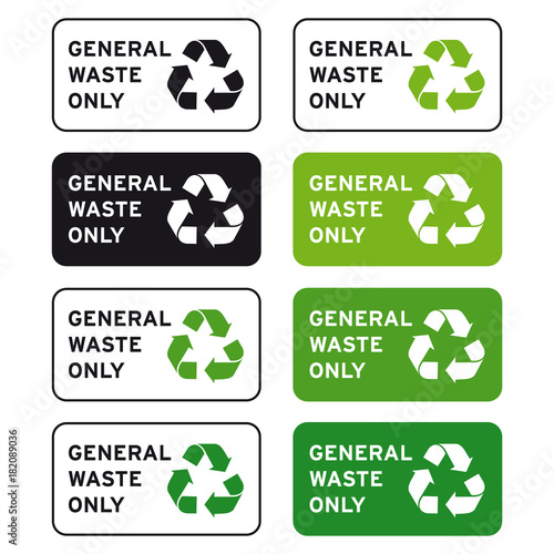 Recycle logo general waste only set