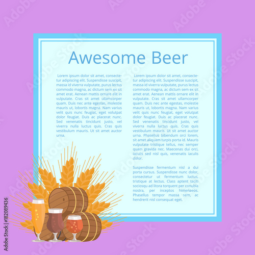 Awesome Beer Poster Depicting Barrels and Glasses