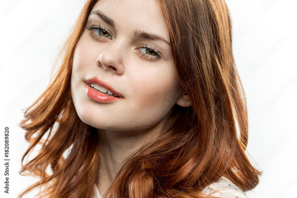 Young beautiful woman on white isolated background, portrait Young beautiful woman on white isolated background, portrait