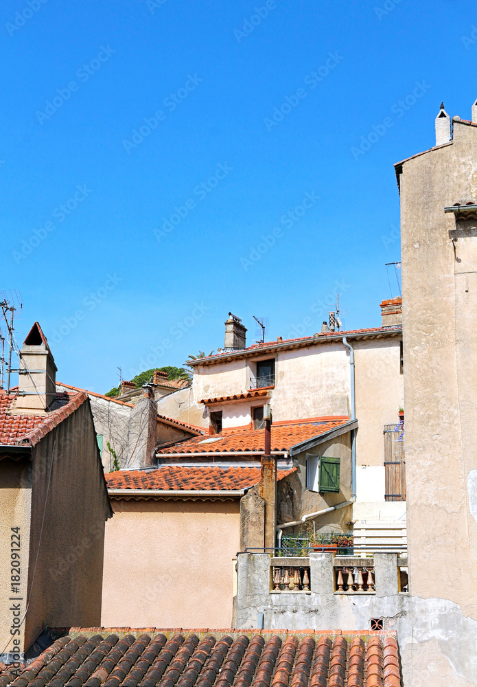 Picturesque old houses roofs in Hyères - France