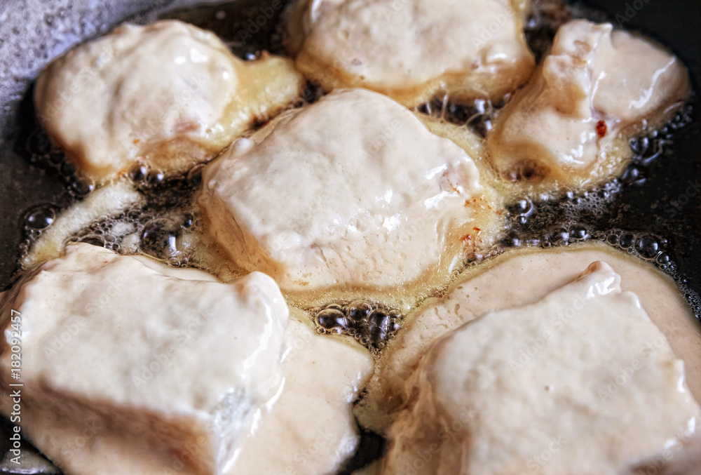 fish in the dough in the pan fish in the dough in the pan