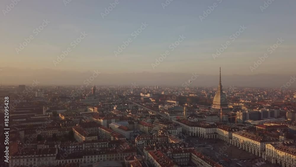 Turin sunset aerial shot from drone Turin sunset aerial shot from drone
