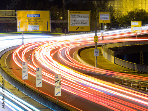 car traffic at night in ulm, germany photo