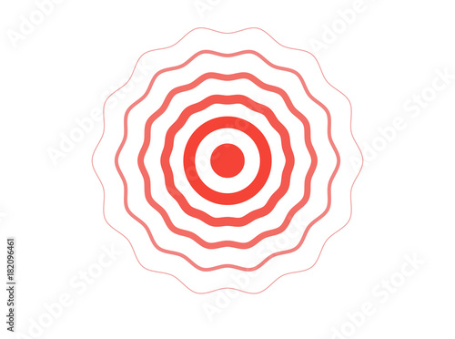 target of pain. wave halftone. icon to indicate of back pain, neck, stomach ache, sore throat, headache