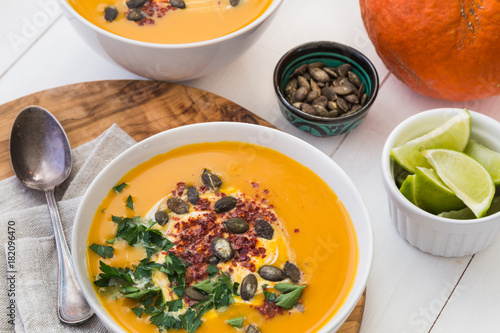 Squash soup with ingredients