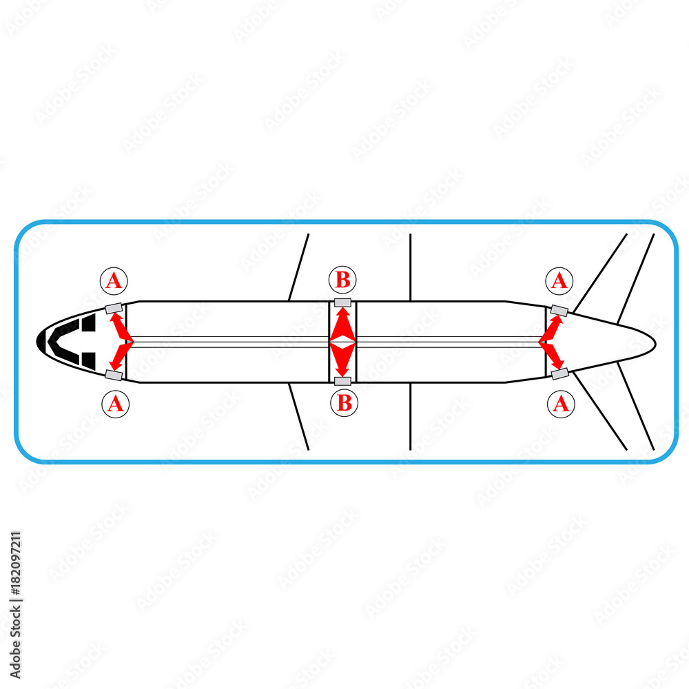 Naklejka premium Aiplane interior with exit indications