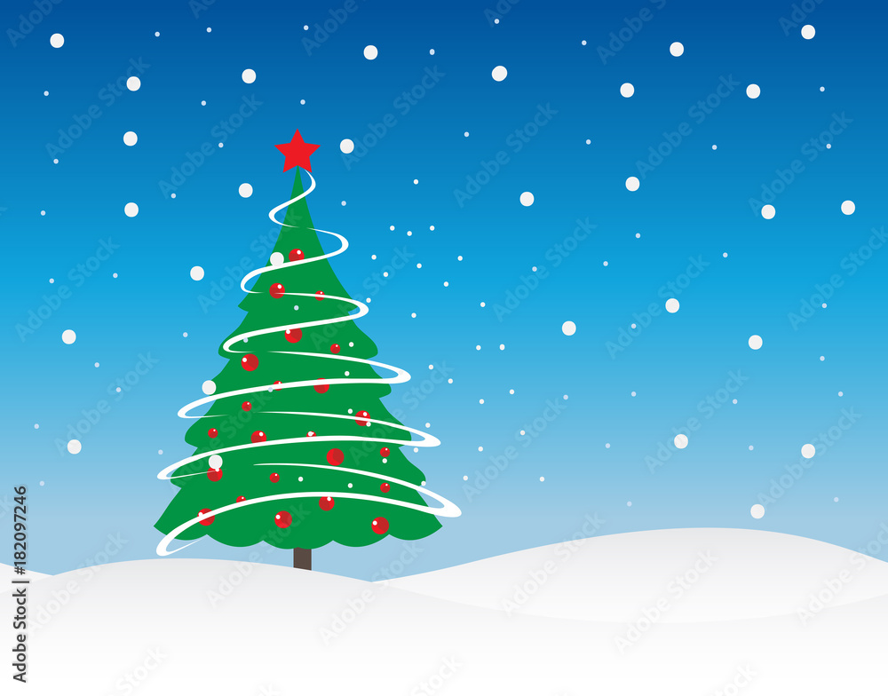 Christmas Tree Winter Holiday Vector Illustration