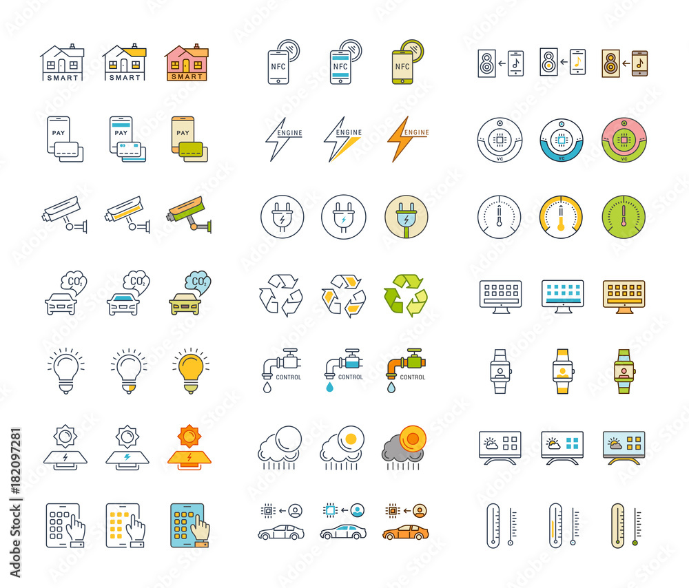 Set of Line Icons of Smart Home Set of Line Icons of Smart Home