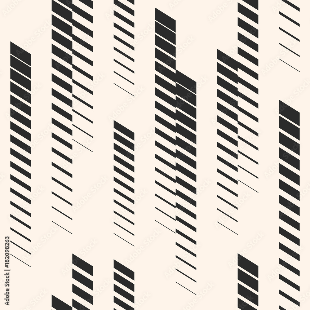 Abstract geometric seamless pattern with vertical fading lines, tracks, halftone stripes. Extreme sport style illustration, urban art. Trendy monochrome graphic texture. Sports pattern. Urban pattern.