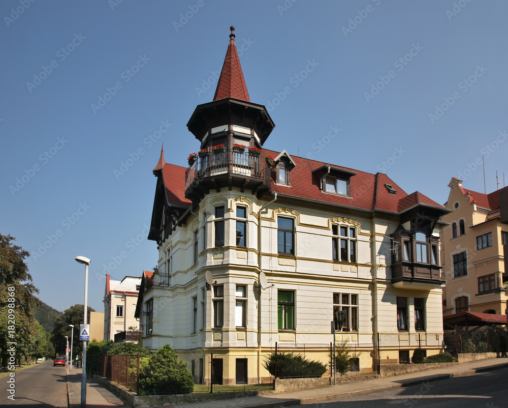 Old street in Decin. Czech Republic