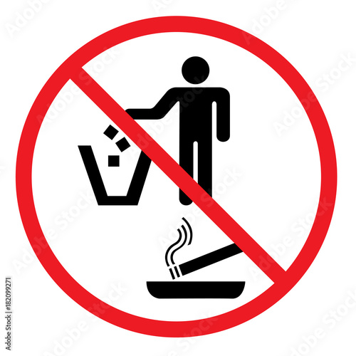 No discarding sign for litter and cigarettesBasic RGB