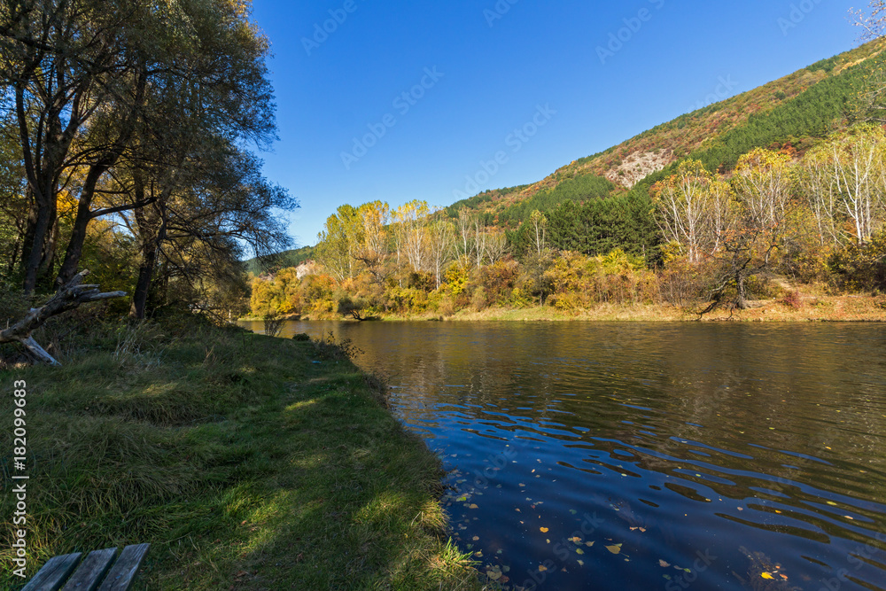 Autumn Landscape of Iskar River near Pancharevo lake, Sofia city Region, Bulgaria Autumn Landscape of Iskar River near Pancharevo lake, Sofia city Region, Bulgaria
