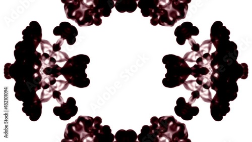 Abstract black and white background of ink or smoke flows is kaleidoscope or Rorschach inkblot test8 in slow motion. Black Ink go through in water. For alpha channel use luma matte as alpha mask photo