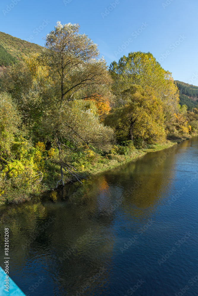 Autumn Landscape of Iskar River near Pancharevo lake, Sofia city Region, Bulgaria