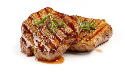 Fototapete Steakhouse Frisch gegrilltes Steak mit Gewürzen  © Mara Zemgaliete