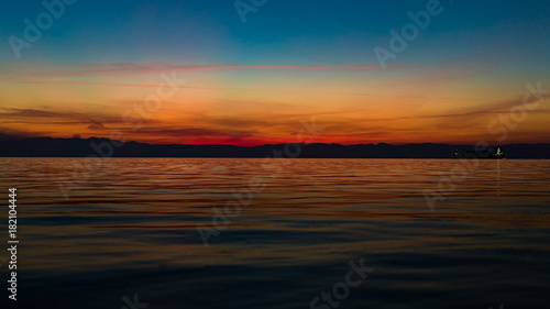 Tranquil Seascape Scene  with beautiful after sunset  orange color tones