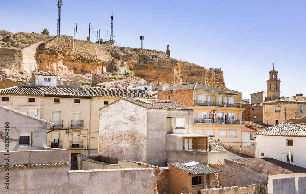 a view over Ariza town, province of Zaragoza, Aragon, Spain