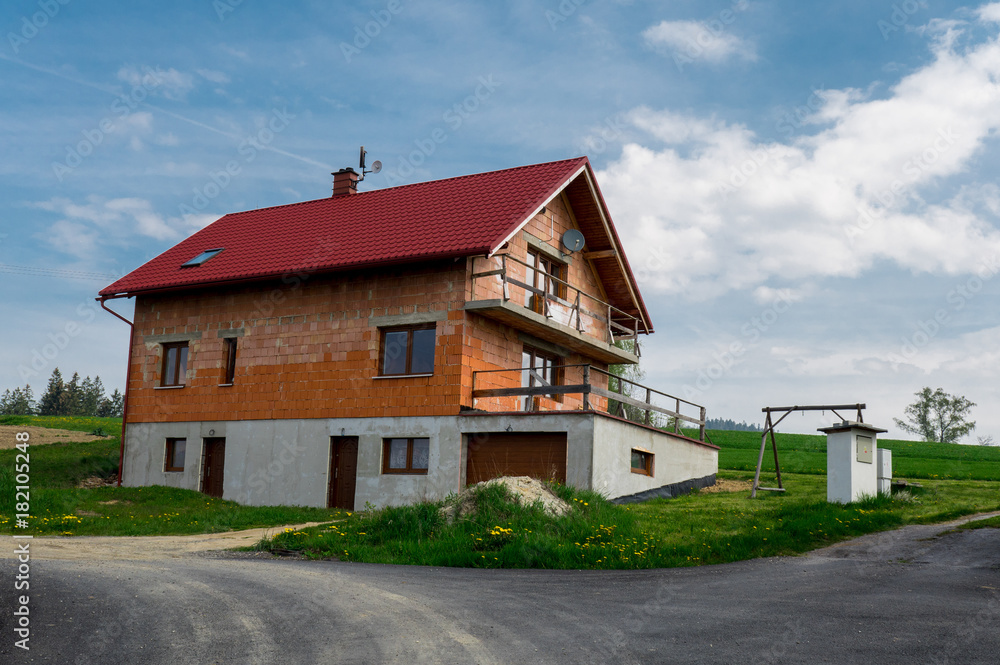 Modern family house under construction