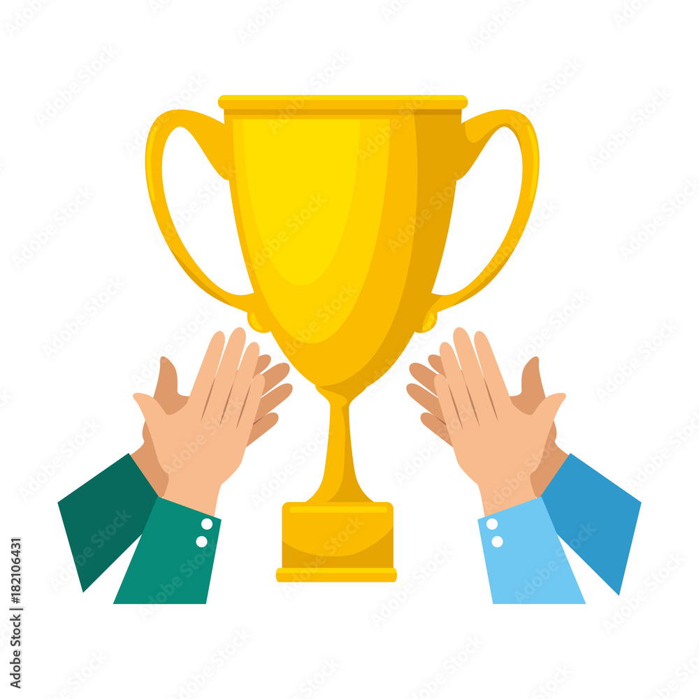 hands with trophy cup award icon vector illustration design hands with trophy cup award icon vector illustration design