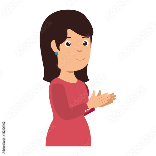 woman applauding avatar character vector illustration design