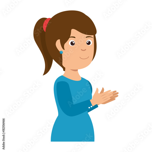 woman applauding avatar character vector illustration design