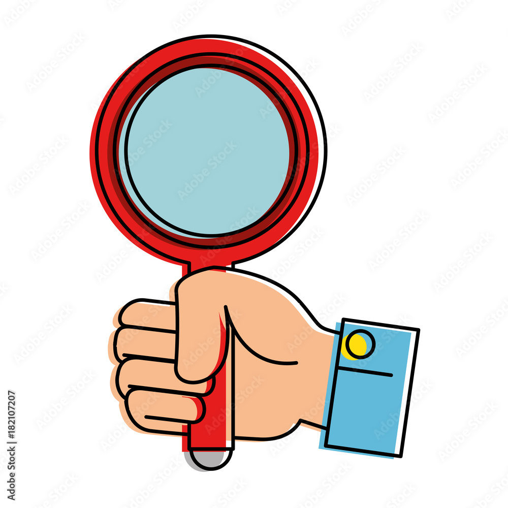 hand with magnifying glass isolated icon vector illustration design hand with magnifying glass isolated icon vector illustration design
