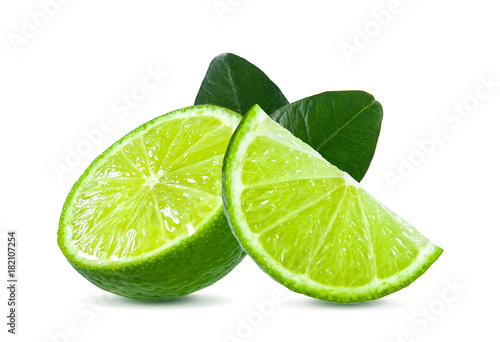 slice of lime isolated on white background