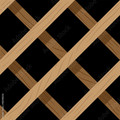 Wooden Window Fence Grids. Seamless Vector Illustration Of Lattice Wooden Window Fence Pattern.