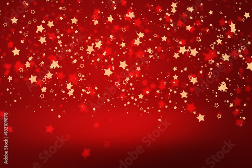 stars confetti flying ower red background