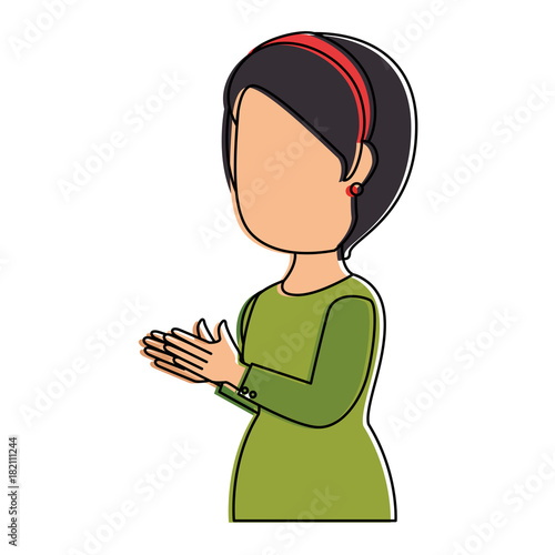 woman applauding avatar character vector illustration design