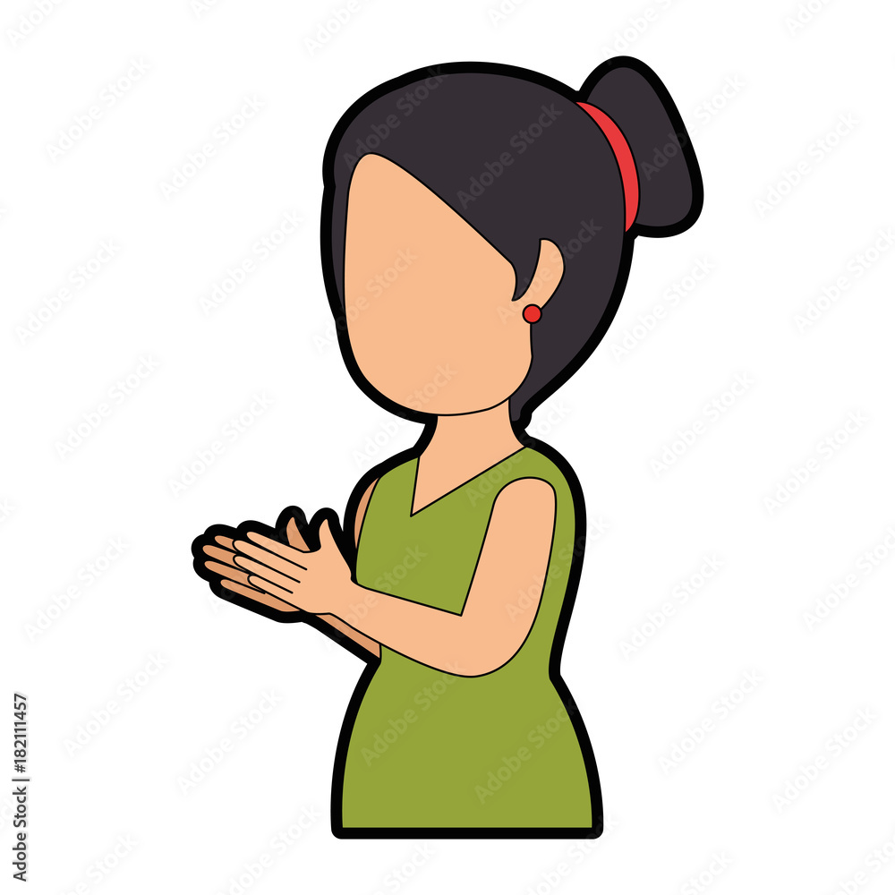 woman applauding avatar character vector illustration design woman applauding avatar character vector illustration design