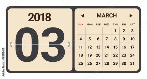 March 2018 calendar vector illustration